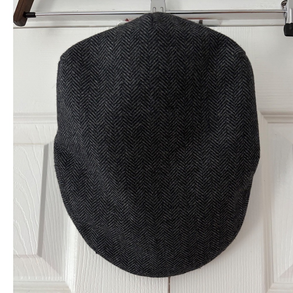 Voboom Mens Grey Herringbone Wool Blend Flat Cap Ivy Driving Newsboy Hat Size L